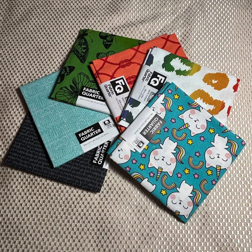 Fabric Quarter Bundle – 6 Pack, 100% Cotton, Assorted Prints (15.75 Sq Feet)